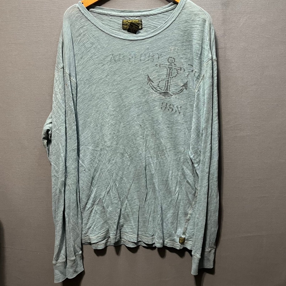 Lucky Brand Standard Issue Uniform Supplier Blue USN Anchor Long Sleeve Tee XXL